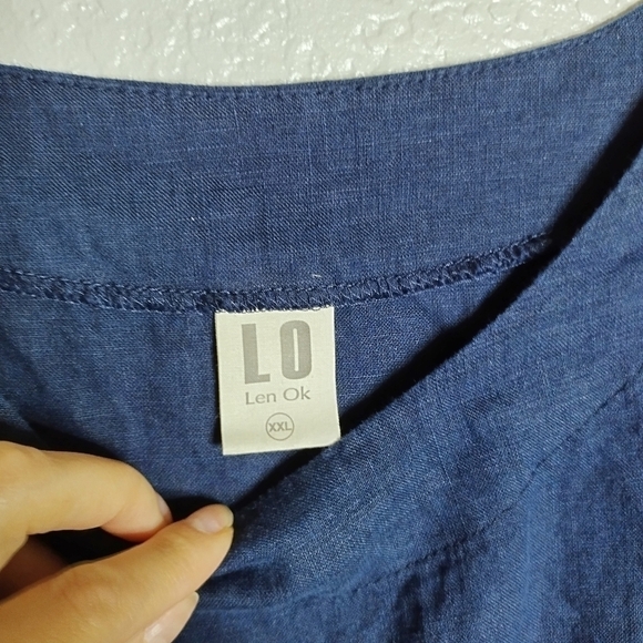 Len Ok linen langenlook loose crew neck pocket 3/4 sleeve dress sz XXL - Picture 5 of 8